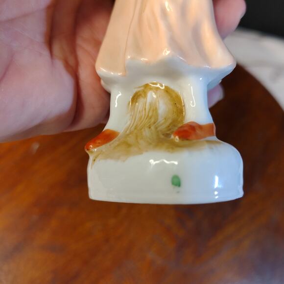 Vintage‎ Porcelain Figurine Woman / Girl Holding Basket of Flowers & Rabbit - Picture 7 of 8